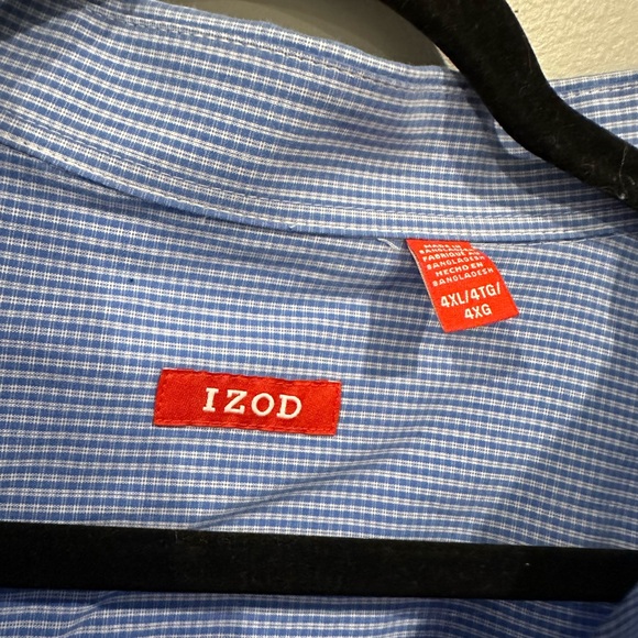 Izod men’s blue check dress shirt, 4XLT - Picture 2 of 5